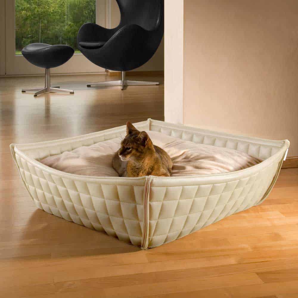 BOWL cat basket in real leather
