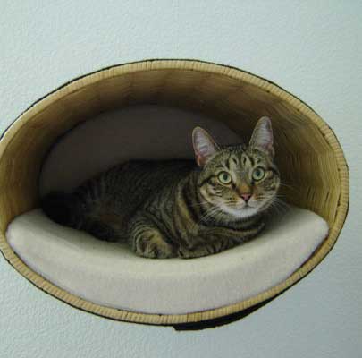 Katzenbett Wandmontage RONDO Wall Rattan
