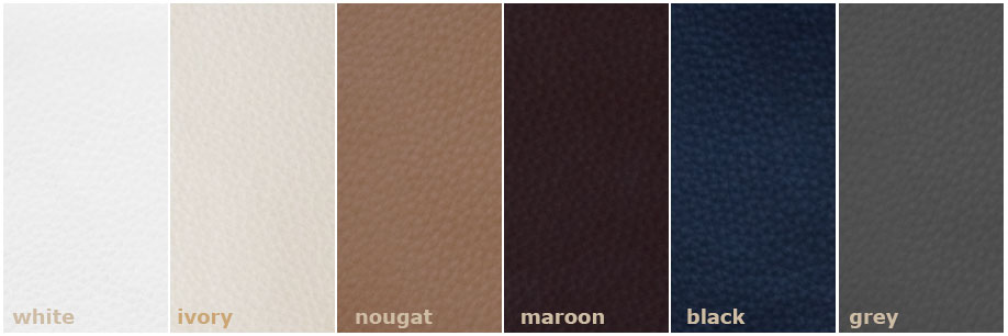 Faux leather colours white, cream, dark brown, nougat, gray and black