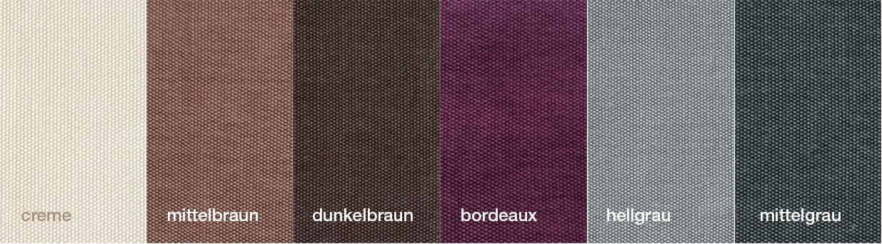 Baumwolle in edlen Farben: braun, hellgrau, mittelgrau, violett
