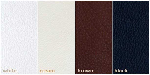 leather colors, white, cream, brown and black