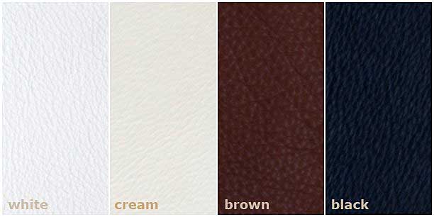 Leder Farben weiss, creme, braun und schwarz