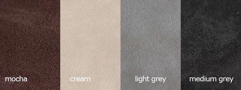 Microfiber colors: brown, light grey, medium grey, cream