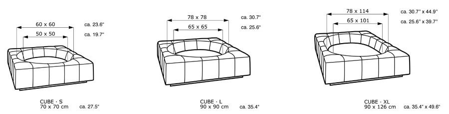 Dimensions of CUBE luxury dog bed