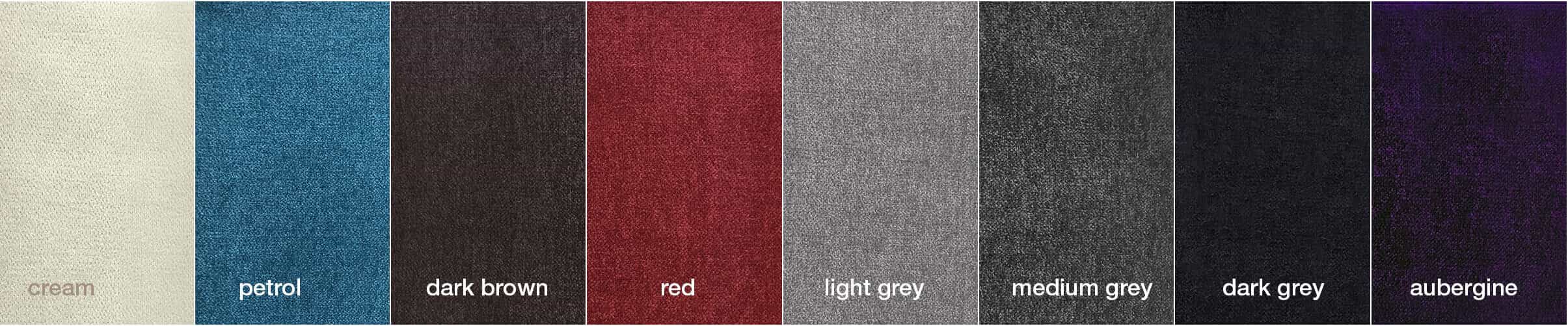 Microfiber colors: brown, light grey, medium grey, cream
